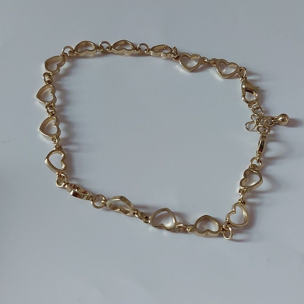 Linked Hearts Anklet Gold Tone Dainty Chic Statement